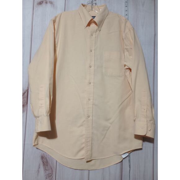 Lands End Shirt Mens 16-32 Large Yellow Button Down Long‎ Sleeve Pocket Classic - Picture 1 of 8